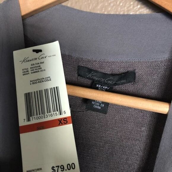 Kenneth Cole Gray Sleeveless Open Front Sweater - Picture 4 of 6